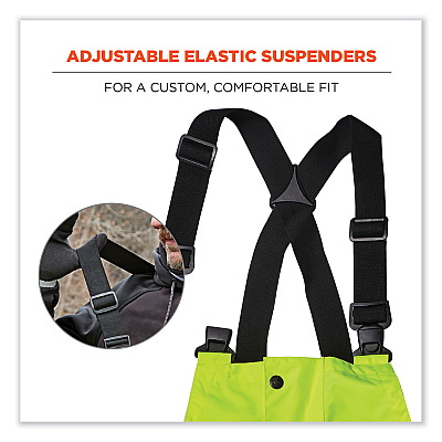 ergodyne GloWear 8918BK Class E Hi-Vis Rain Bibs Black Bottom, X-Large, Lime (EGO25015)