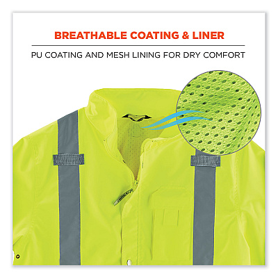 ergodyne GloWear 8365BK Class 3 Hi-Vis Rain Jacket Black Bottom, Large, Lime (EGO25324)