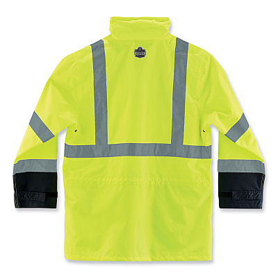 ergodyne GloWear 8365BK Class 3 Hi-Vis Rain Jacket Black Bottom, 2X-Large, Lime (EGO25326)