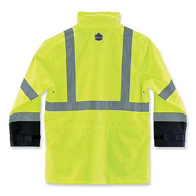 ergodyne GloWear 8365BK Class 3 Hi-Vis Rain Jacket Black Bottom, 4X-Large, Lime (EGO25328)