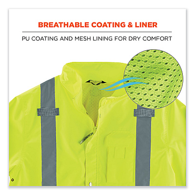 ergodyne GloWear 8365BK Class 3 Hi-Vis Rain Jacket Black Bottom, 4X-Large, Lime (EGO25328)