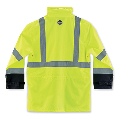 ergodyne GloWear 8365BK Class 3 Hi-Vis Rain Jacket Black Bottom, 5X-Large, Lime (EGO25329)