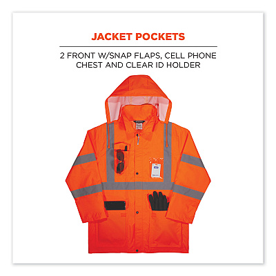 ergodyne GloWear 8376K Lightweight HV Rain Suit, X-Large, Orange (EGO25335)