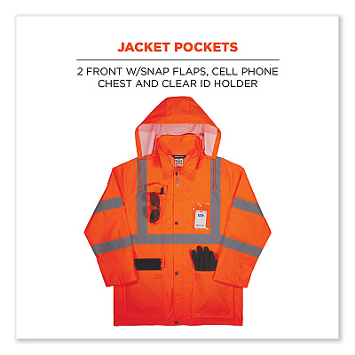 ergodyne GloWear 8376K Lightweight HV Rain Suit, 2X-Large, Orange (EGO25336)