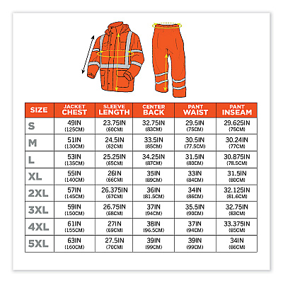 ergodyne GloWear 8376K Lightweight HV Rain Suit, 2X-Large, Orange (EGO25336)