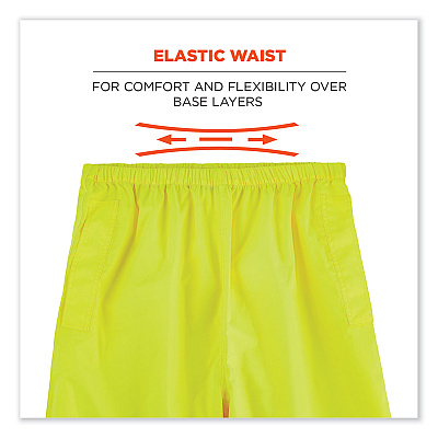ergodyne GloWear 8916 Class E Lightweight Hi-Vis Rain Pants, Medium, Lime (EGO25343)