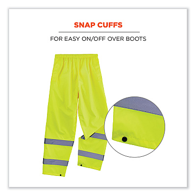 ergodyne GloWear 8916 Class E Lightweight Hi-Vis Rain Pants, 4X-Large, Lime (EGO25348)