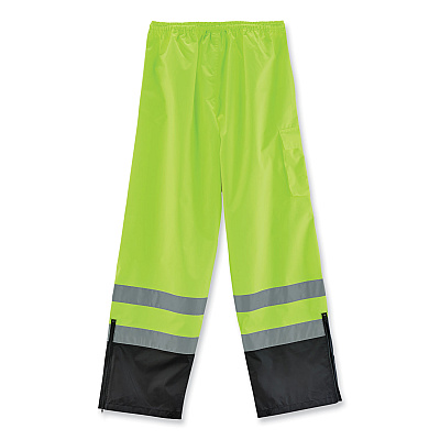 ergodyne GloWear 8915BK Class E Hi-Vis Rain Pants Black Bottom, Medium, Lime (EGO25423)