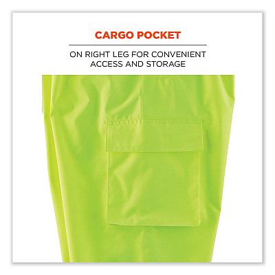 ergodyne GloWear 8915BK Class E Hi-Vis Rain Pants Black Bottom, Medium, Lime (EGO25423)