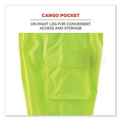 ergodyne GloWear 8915BK Class E Hi-Vis Rain Pants Black Bottom, Large, Lime (EGO25424)
