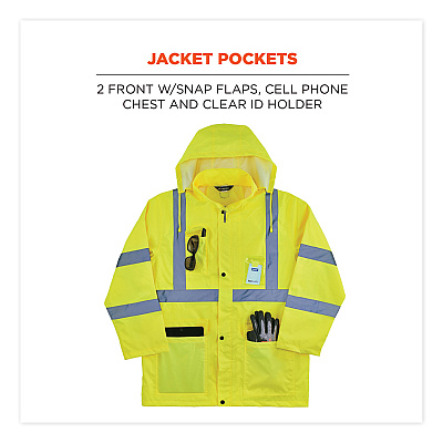 ergodyne GloWear 8376K Lightweight HV Rain Suit, Medium, Lime (EGO25433)