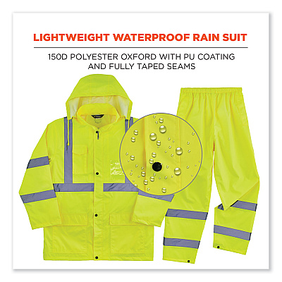 ergodyne GloWear 8376K Lightweight HV Rain Suit, X-Large, Lime (EGO25435)