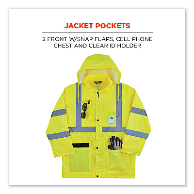 ergodyne GloWear 8376K Lightweight HV Rain Suit, X-Large, Lime (EGO25435)
