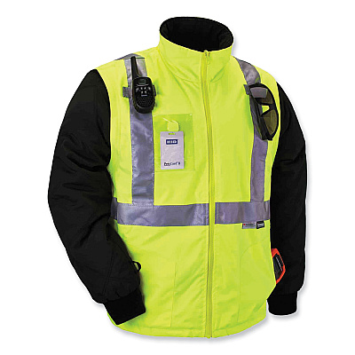 ergodyne GloWear 8287 Class 2 Hi-Vis Jacket with Removable Sleeves, Medium, Lime (EGO25493)