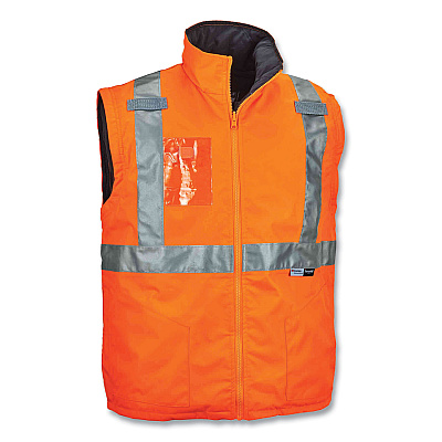 ergodyne GloWear 8287 Class 2 Hi-Vis Jacket with Removable Sleeves, Small, Orange (EGO25512)