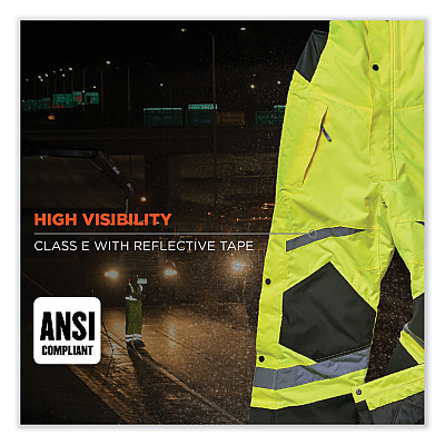 ergodyne GloWear 8928 Class E Hi-Vis Insulated Bibs, Large, Lime (EGO25524)