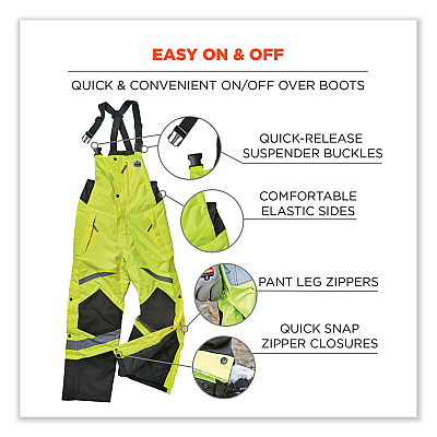 ergodyne GloWear 8928 Class E Hi-Vis Insulated Bibs, X-Large, Lime (EGO25525)