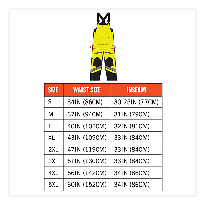 ergodyne GloWear 8928 Class E Hi-Vis Insulated Bibs, 5X-Large, Lime (EGO25529)