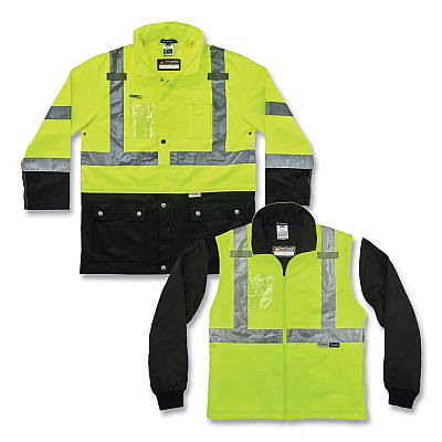 ergodyne GloWear 8388 Class 3/2 Hi-Vis Thermal Jacket Kit, Small, Lime (EGO25532)