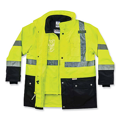 ergodyne GloWear 8388 Class 3/2 Hi-Vis Thermal Jacket Kit, 3X-Large, Lime (EGO25537)