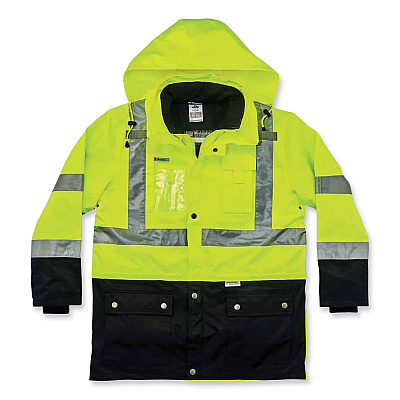 ergodyne GloWear 8388 Class 3/2 Hi-Vis Thermal Jacket Kit, 4X-Large, Lime (EGO25538)