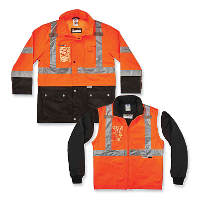ergodyne GloWear 8388 Class 3/2 Hi-Vis Thermal Jacket Kit, Medium, Orange (EGO25553)