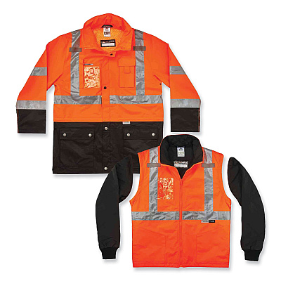ergodyne GloWear 8388 Class 3/2 Hi-Vis Thermal Jacket Kit, 2X-Large, Orange (EGO25556)