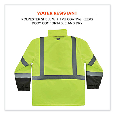 ergodyne GloWear 8384 Class 3 Hi-Vis Quilted Thermal Parka, Medium, Lime (EGO25563)