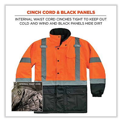 ergodyne GloWear 8384 Class 3 Hi-Vis Quilted Thermal Parka, Medium, Orange (EGO25573)