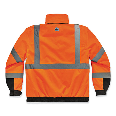 ergodyne GloWear 8381 Class 3 Hi-Vis 4-in-1 Quilted Bomber Jacket, Orange, 5X-Large (EGO25589)