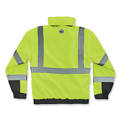 ergodyne GloWear 8381 Class 3 Hi-Vis 4-in-1 Quilted Bomber Jacket, Lime, 4X-Large (EGO25598)