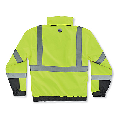 ergodyne GloWear 8381 Class 3 Hi-Vis 4-in-1 Quilted Bomber Jacket, Lime, 5X-Large (EGO25599)