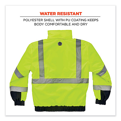 ergodyne GloWear 8377 Class 3 Hi-Vis Quilted Bomber Jacket, Lime, 5X-Large (EGO25629)