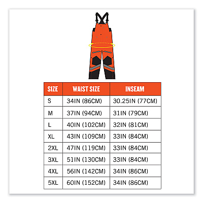 ergodyne GloWear 8928 Class E Hi-Vis Insulated Bibs, Medium, Orange (EGO25633)
