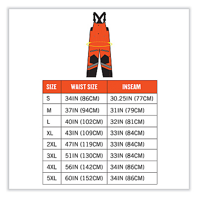 ergodyne GloWear 8928 Class E Hi-Vis Insulated Bibs, Large, Orange (EGO25634)
