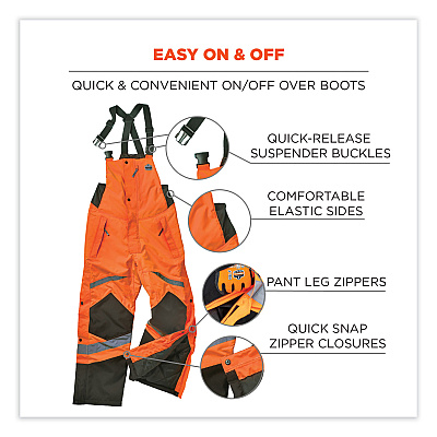 ergodyne GloWear 8928 Class E Hi-Vis Insulated Bibs, X-Large, Orange (EGO25635)