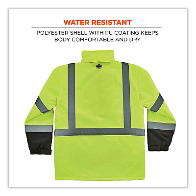 ergodyne GloWear 8384 Class 3 Hi-Vis Quilted Thermal Parka, X-Large, Lime (EGO25565)
