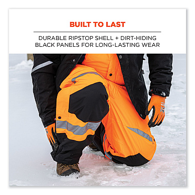 ergodyne GloWear 8928 Class E Hi-Vis Insulated Bibs, 3X-Large, Orange (EGO25637)