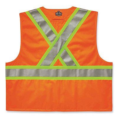 ergodyne GloWear 8235ZX Class 2 Two-Tone X-Back Vest, Polyester, Small/Medium, Orange (EGO26183)