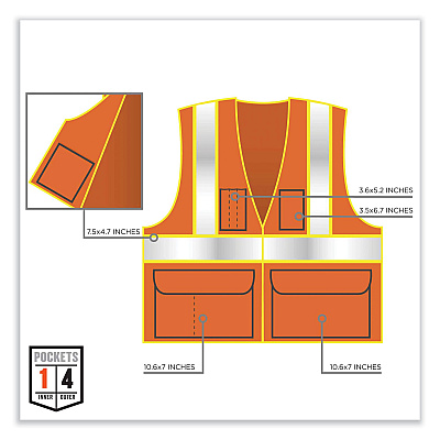 ergodyne GloWear 8235ZX Class 2 Two-Tone X-Back Vest, Polyester, Small/Medium, Orange (EGO26183)