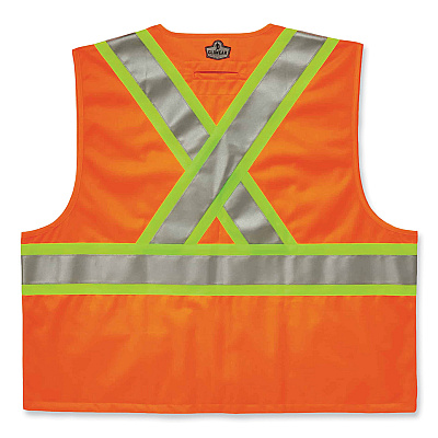 ergodyne GloWear 8235ZX Class 2 Two-Tone X-Back Vest, Polyester, Large/X-Large, Orange (EGO26185)