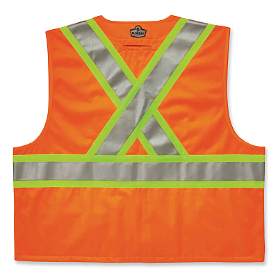 ergodyne GloWear 8235ZX Class 2 Two-Tone X-Back Vest, Polyester, 2X-Large/3X-Large, Orange (EGO26187)