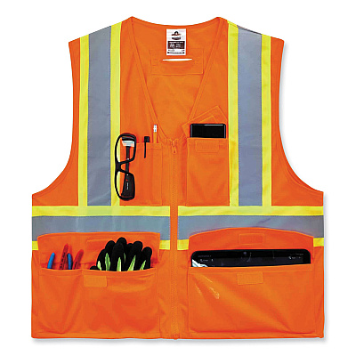 ergodyne GloWear 8235ZX Class 2 Two-Tone X-Back Vest, Polyester, 2X-Large/3X-Large, Orange (EGO26187)