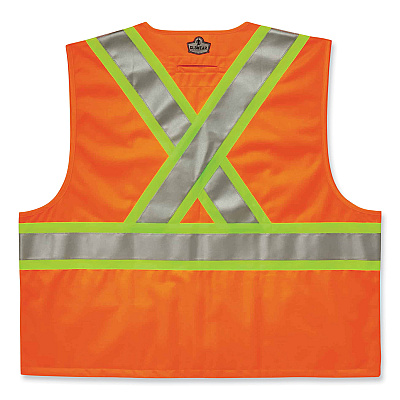ergodyne GloWear 8235ZX Class 2 Two-Tone X-Back Vest, Polyester, 4X-Large/5X-Large, Orange (EGO26189)
