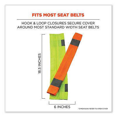 ergodyne GloWear 8004 Hi-Vis Seat Belt Cover, 6" x 18.5", Lime (EGO29043)