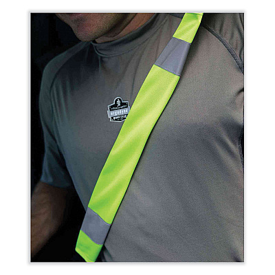 ergodyne GloWear 8004 Hi-Vis Seat Belt Cover, 6" x 18.5", Lime (EGO29043)