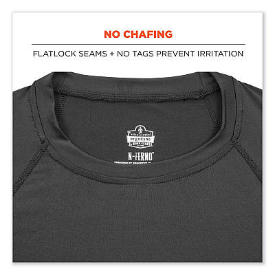 ergodyne N-Ferno 6436 Long Sleeve Lightweight Base Layer Shirt, Large, Black (EGO40234)