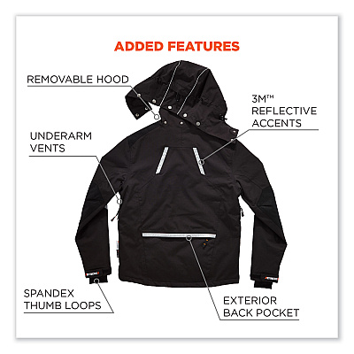 ergodyne N-Ferno 6466 Thermal Jacket with 500D Nylon Shell, Small, Black (EGO41112)