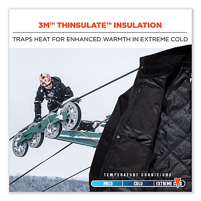 ergodyne N-Ferno 6466 Thermal Jacket with 500D Nylon Shell, Small, Black (EGO41112)