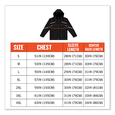 ergodyne N-Ferno 6466 Thermal Jacket with 500D Nylon Shell, Small, Black (EGO41112)